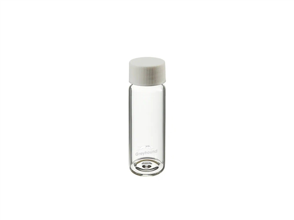Picture of 40mL EPA/VOA Vial, Class 3, Screw Top, Clear Glass, Precleaned & Certified + 24-400mm Solid Top White PP Cap with PTFE Liner